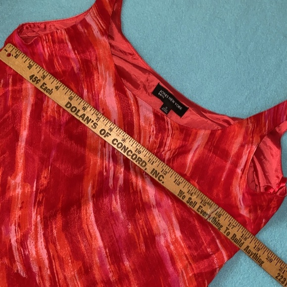 JONES NEW YORK tiered maxi tank dress red orange pink ruffle fully lined size 14 - Picture 7 of 7